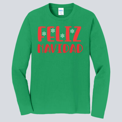 Adult Long Sleeve Shirt - Winter Holidays - Feliz Navidad - Red Thumbnail